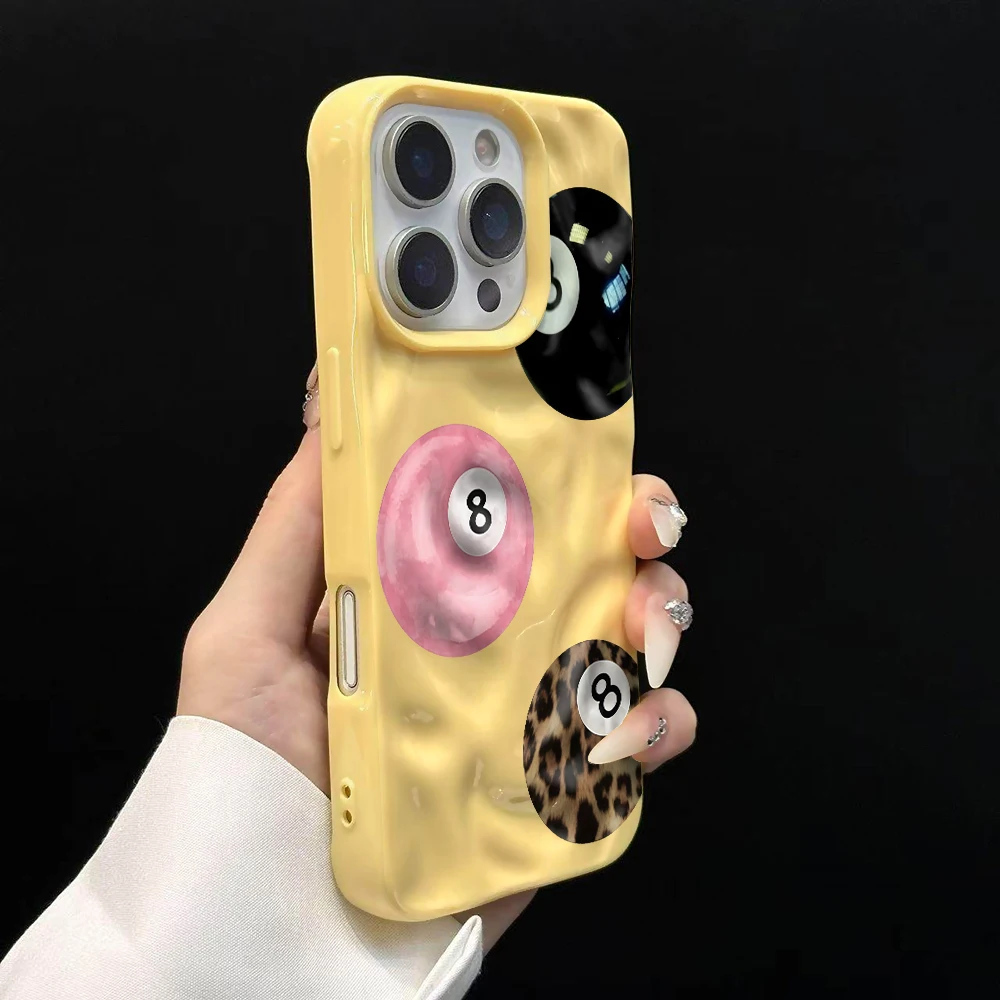 Billard Nr. 8 Glücksbringer-Muster Handyhülle für iPhone 17 16 15 14 13 12 11 Pro Max 14 Plus 17Air Falten-Wellen Weiche Silikonhülle – Detail 11