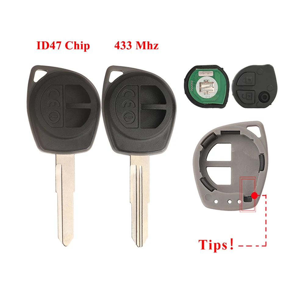 

jingyuqin New Remote Car Key Shell Control For SUZUKI Swift Ignic FSK 433MHZ 37145-62R10 37145-62R11 ID47Chip Full
