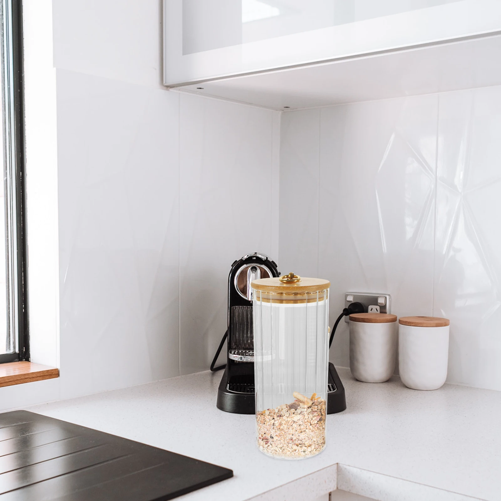 

Glass Storage Jars Airtight Food Containers Bamboo Lids Spice Coffee Tea Sugar Container Kitchen Pantry Organizer