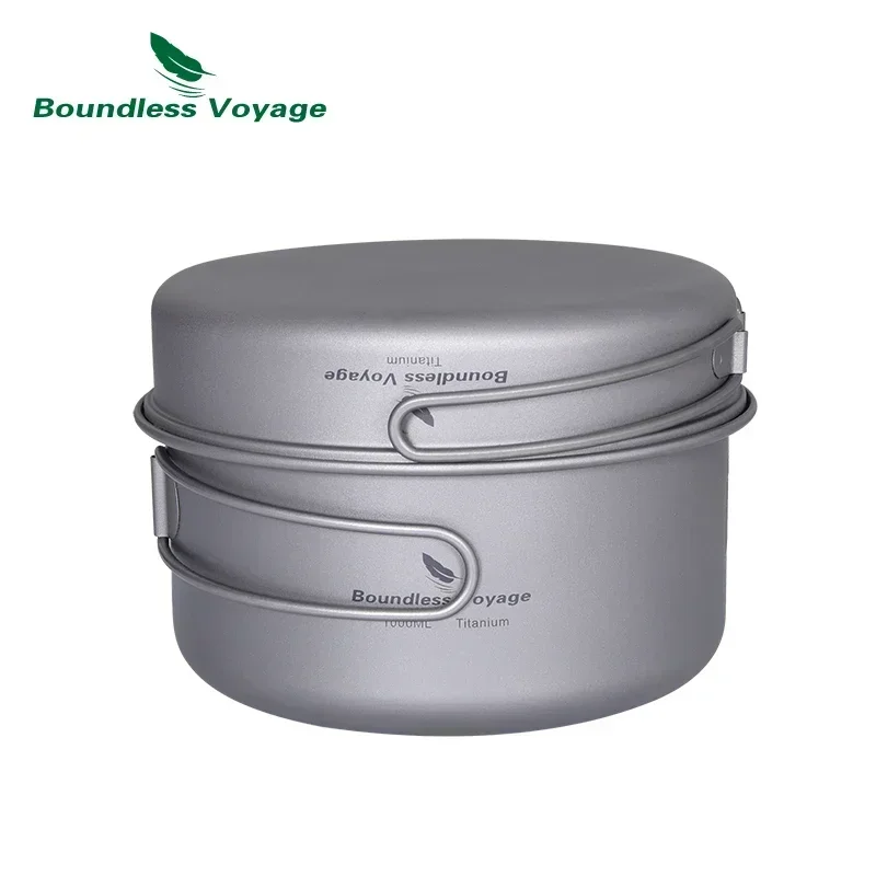 

Boundless Voyage 1500ml Titanium Cookware 1000ml Cooking Pot 500ml Frying Pan Bowls Kitchen Tableware with Folding Handle