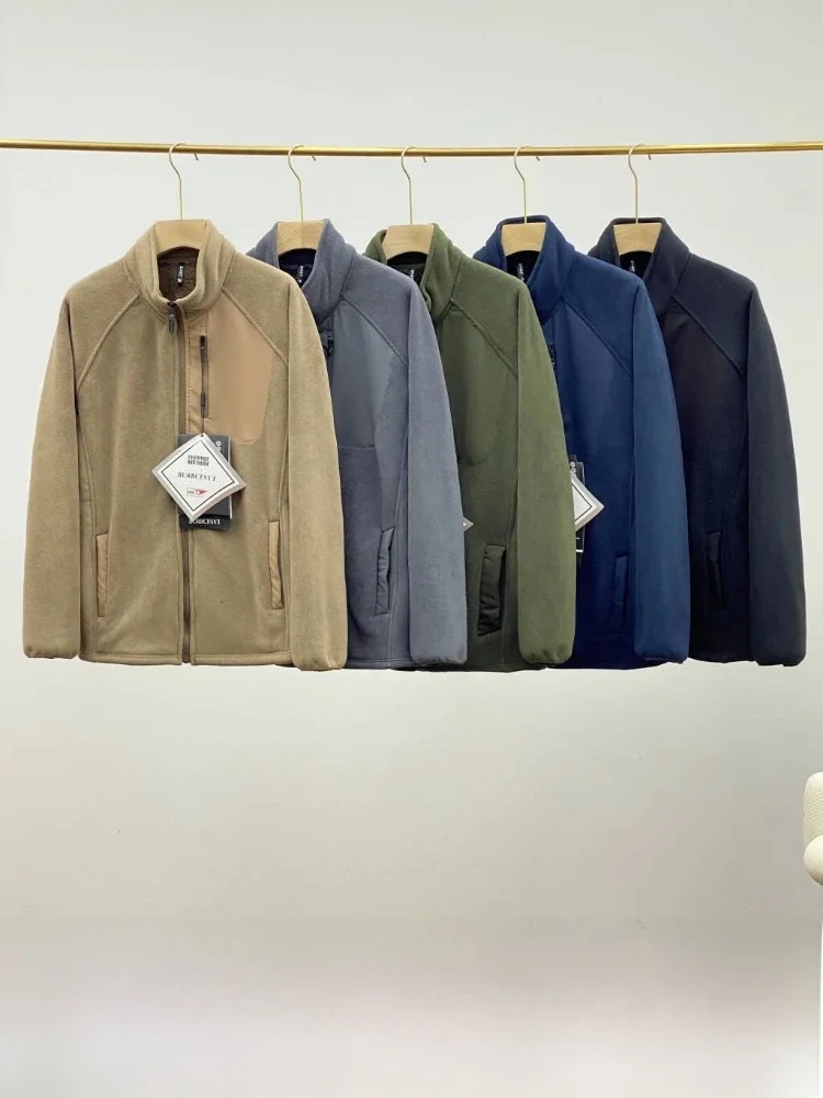 

Outdoor Men's Fce Lined Jaet Warm Casual Stand Collar Long Sve Zipper Closure Faionable Autumn Winter Coat