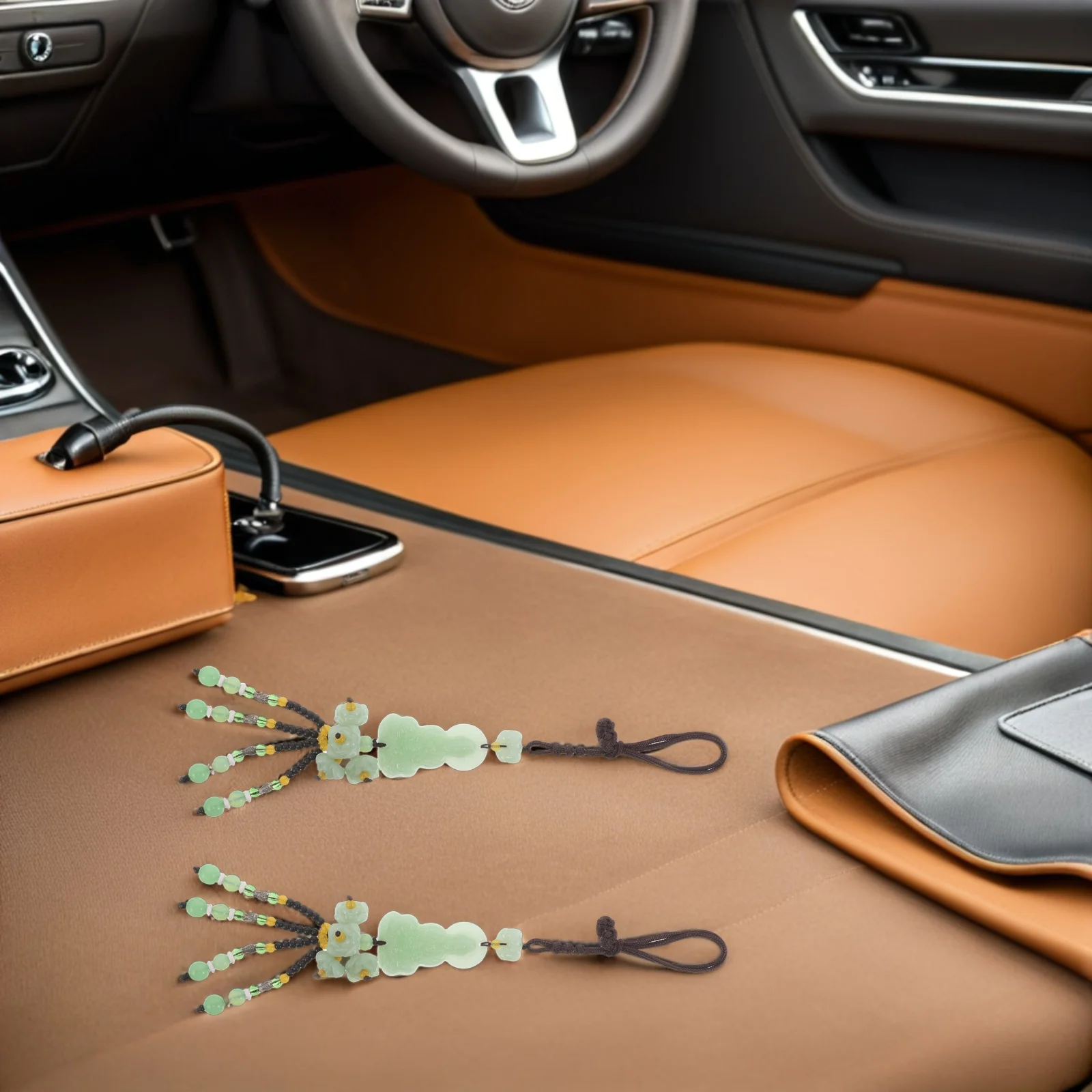 

2 шт., подвеска на зеркало заднего вида в китайском стиле, подвесное украшение Гуаньинь, подвеска на удачу, авто аксессуары для декора интерьера