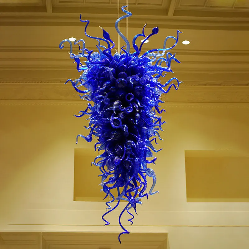 

Cobalt Blue Pendant Lamps Hand Blown Glass Large Chandelier Lighting Restaurant Hotel Decor Home Light 54 or 60 Inches