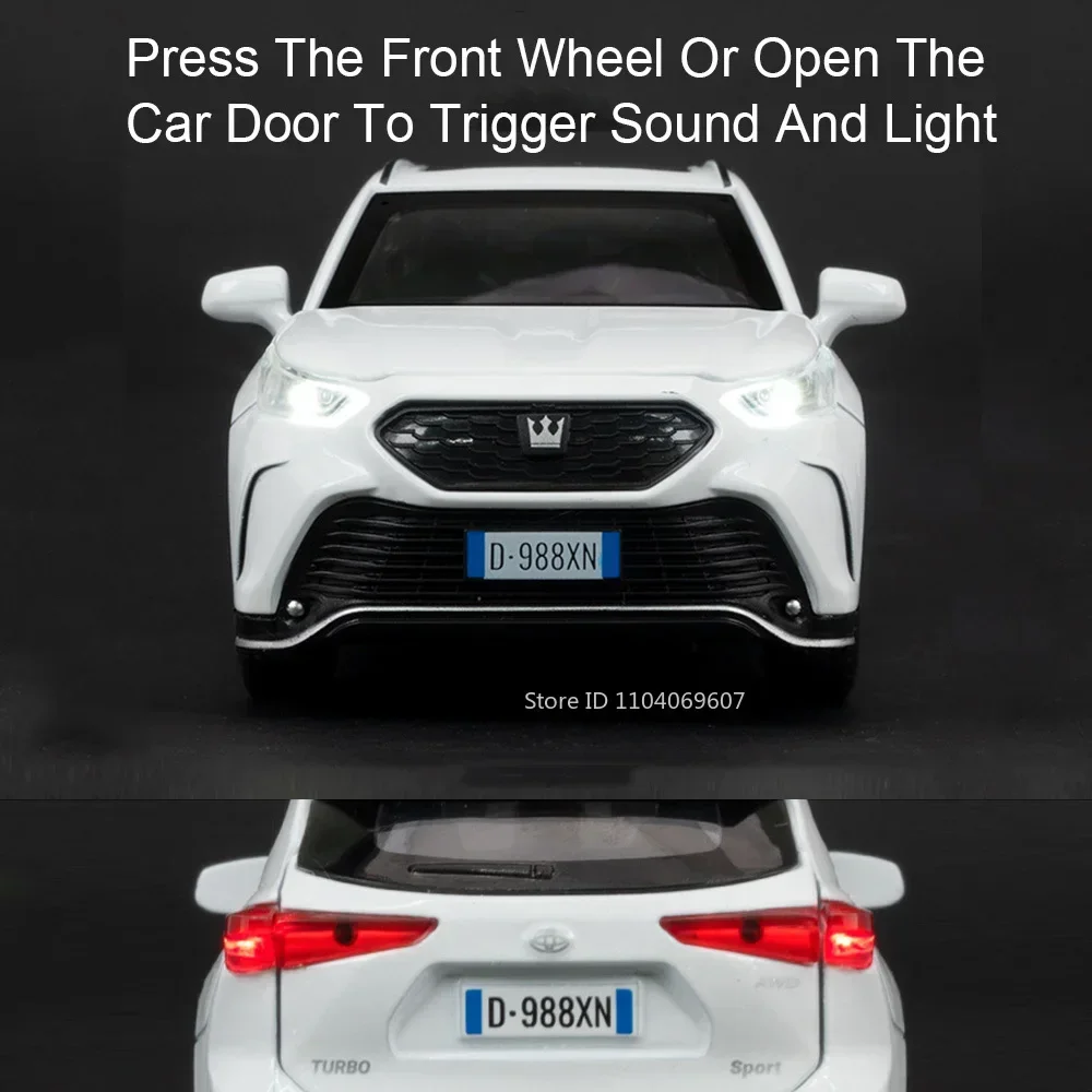 1:32 ‌ 스케일 크라운 Kluger 모델 장난감 자동차 합금 다이 캐스트 SUV 사운드 라이트 6 도어 열림 당겨 미니 차량 장난감 어린이 선물 용품