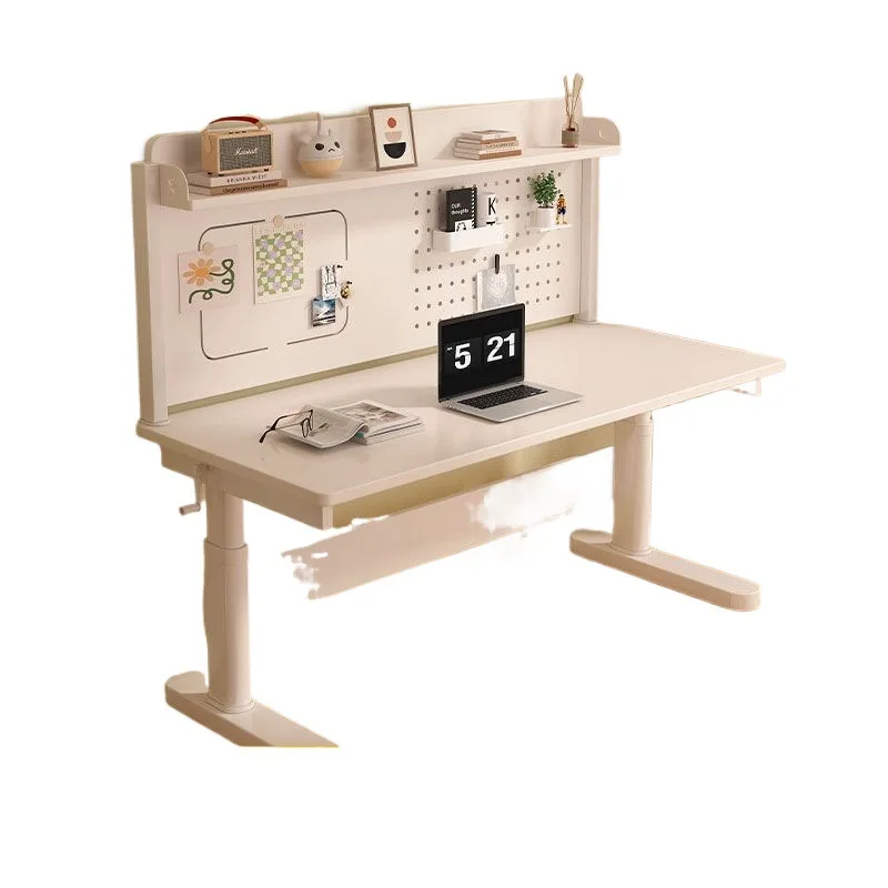 Solid wood children's study table Lifting hole board Writing table and chair set Learning desk
