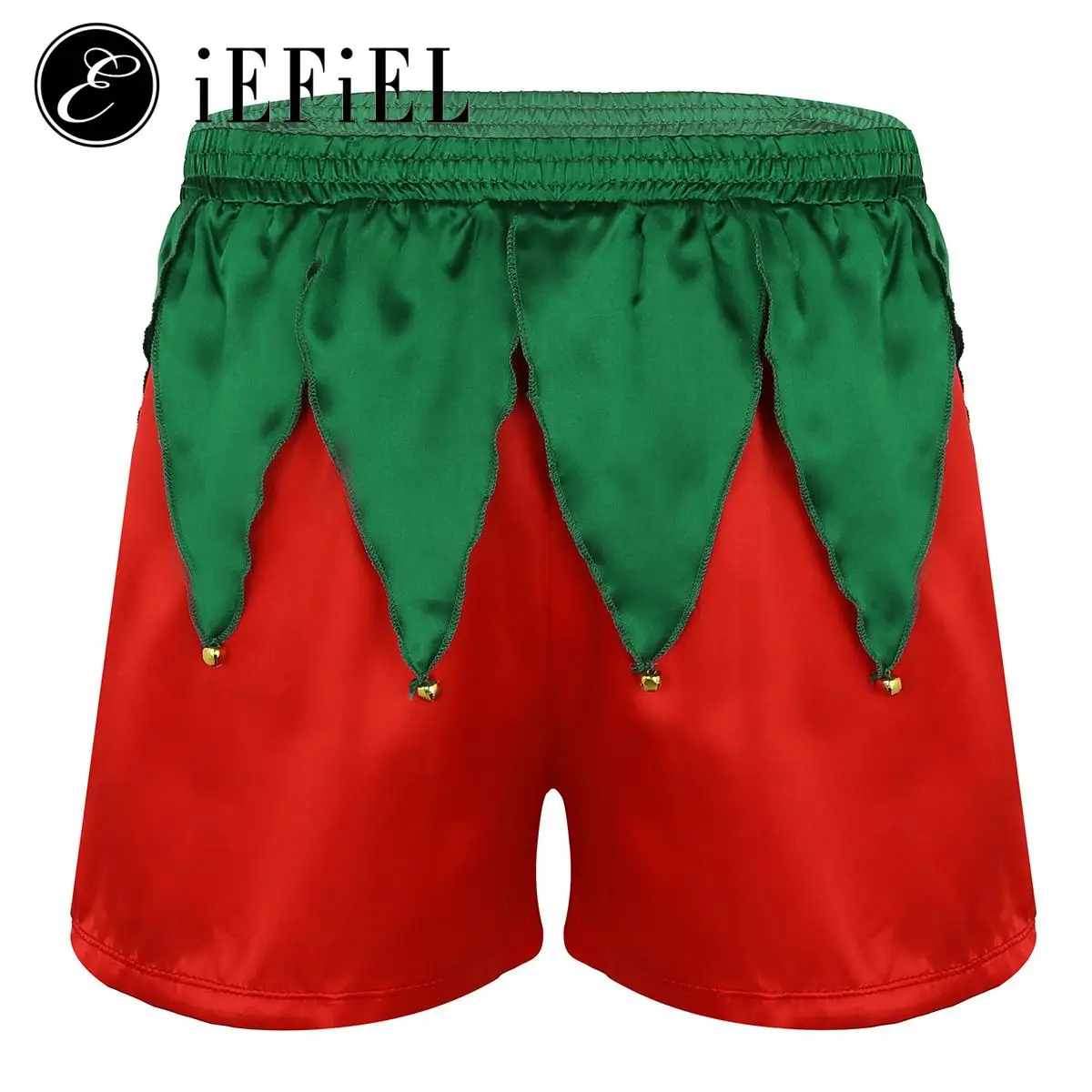 Mens Christmas Elf Boxer Shorts Underwear Lounge Trunks Underpants Shiny Satin Santa Claus Xmas Cosplay Costume