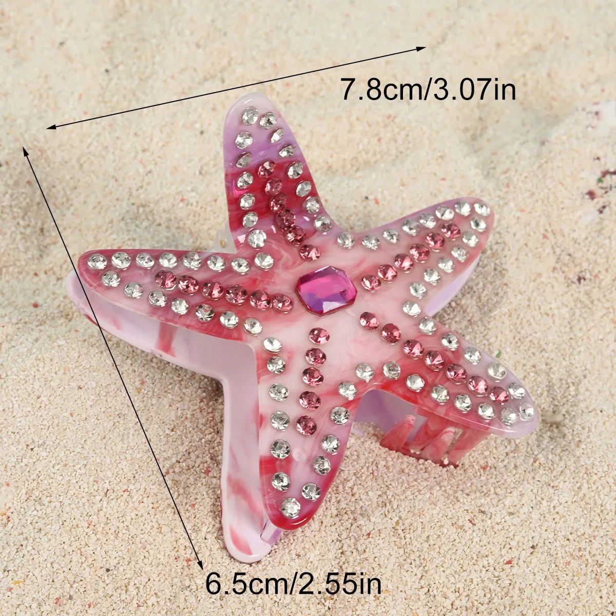 NC Creative Rhinestone Starfish Hair Claw Acetate Claw Clip Beach Jewelry Ocean Hair Clip Trendy Claw Clips Hair Accessories