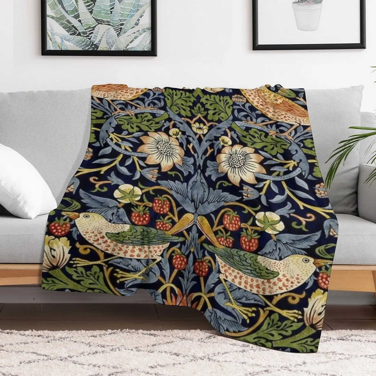 William Morris strawberry thief design Throw Blanket Summer Beddings sofa bed Moving Blankets