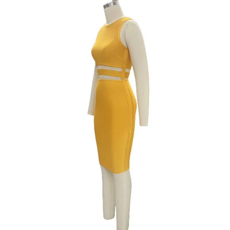 Elegante Abito Midi Arancione con Vita Scavata, Senza Maniche, Spalle Scoperte, Aderente per Spiaggia, Vacanze, Appuntamenti Casual e Uso Quotidiano