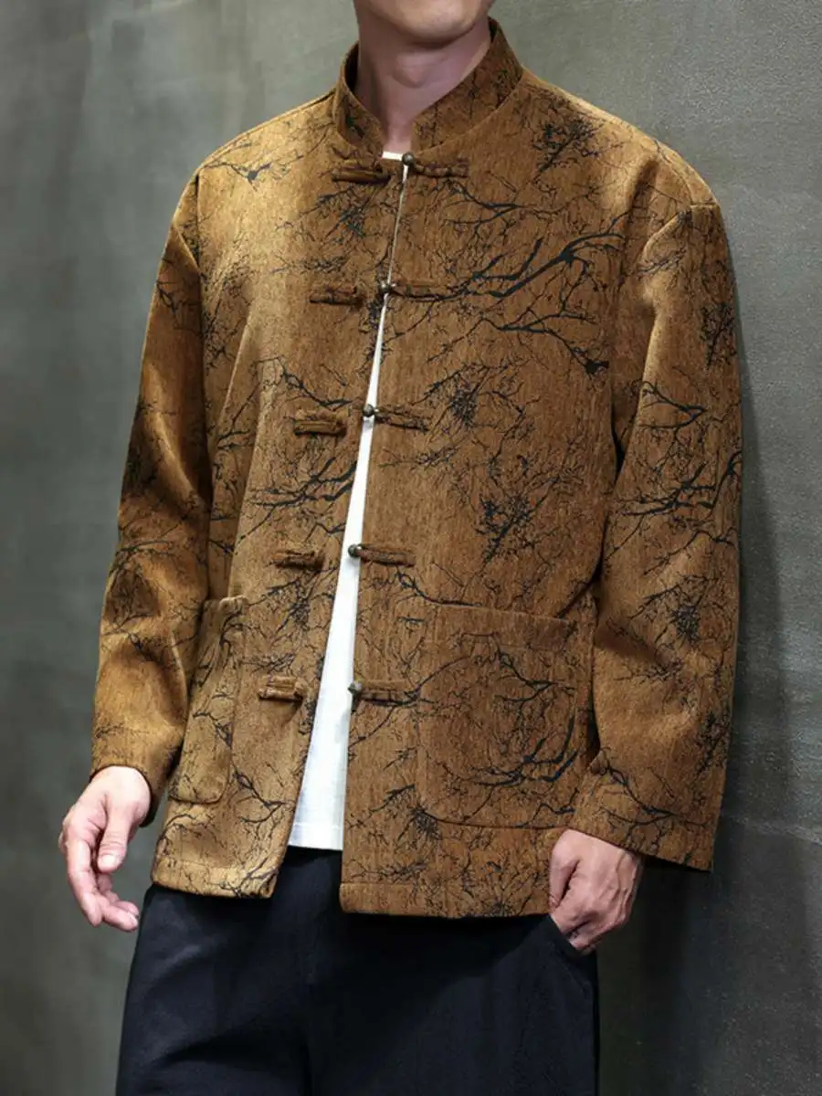 

Loose Men's Tang Suit Spring Faion Youth Zhongan Coat Hanfu New Chinese Sle Outerwear Casual Large Size Polyester