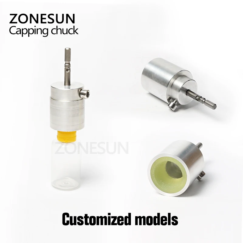 ZONESUN capping Machine chuck cap for capper 28-32mm 38mm 10- 50mm round plastic bottle with security ring silicone capping