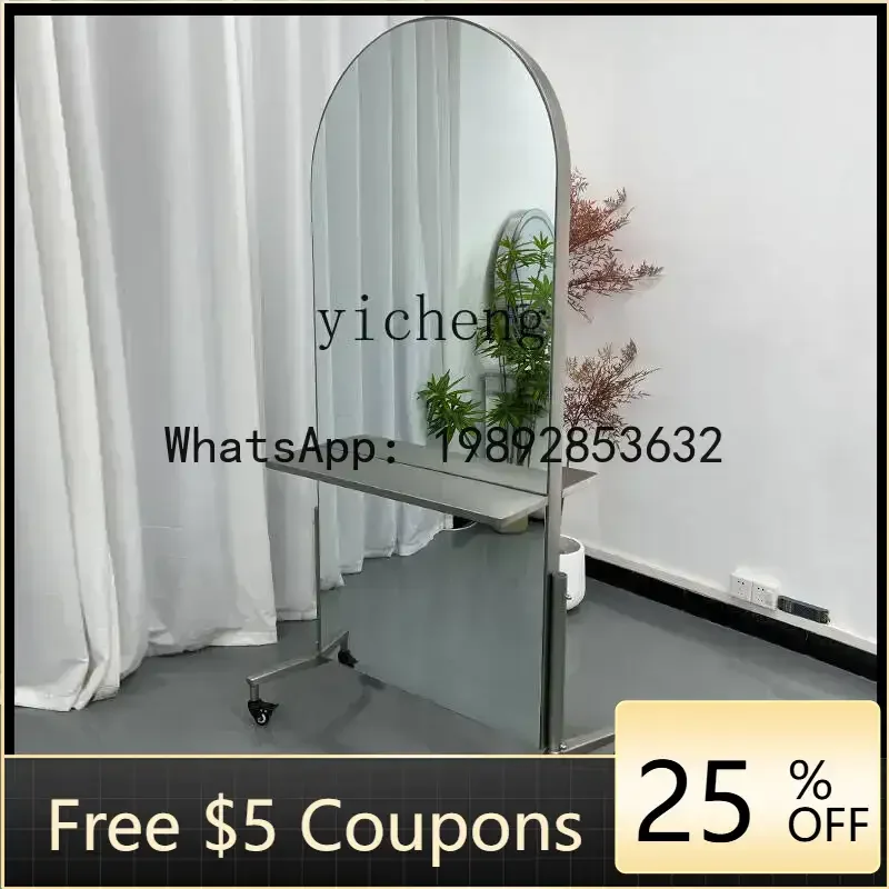 LYY   barber mirror table double-sided door type stainless steel hair cutting mirror beauty salon movable perm mirror