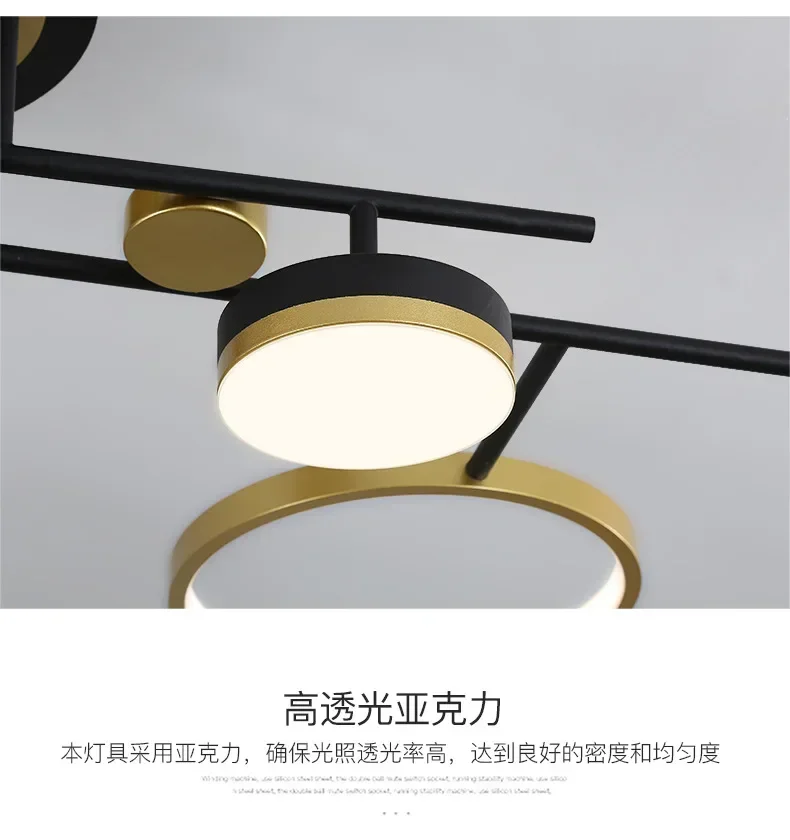 LED Chandeliers 4 Head Pendant Lights Bed Room Ｍodern Indoor Lighting Ceiling Lamp Remote Control or Push Button Switch,Golde