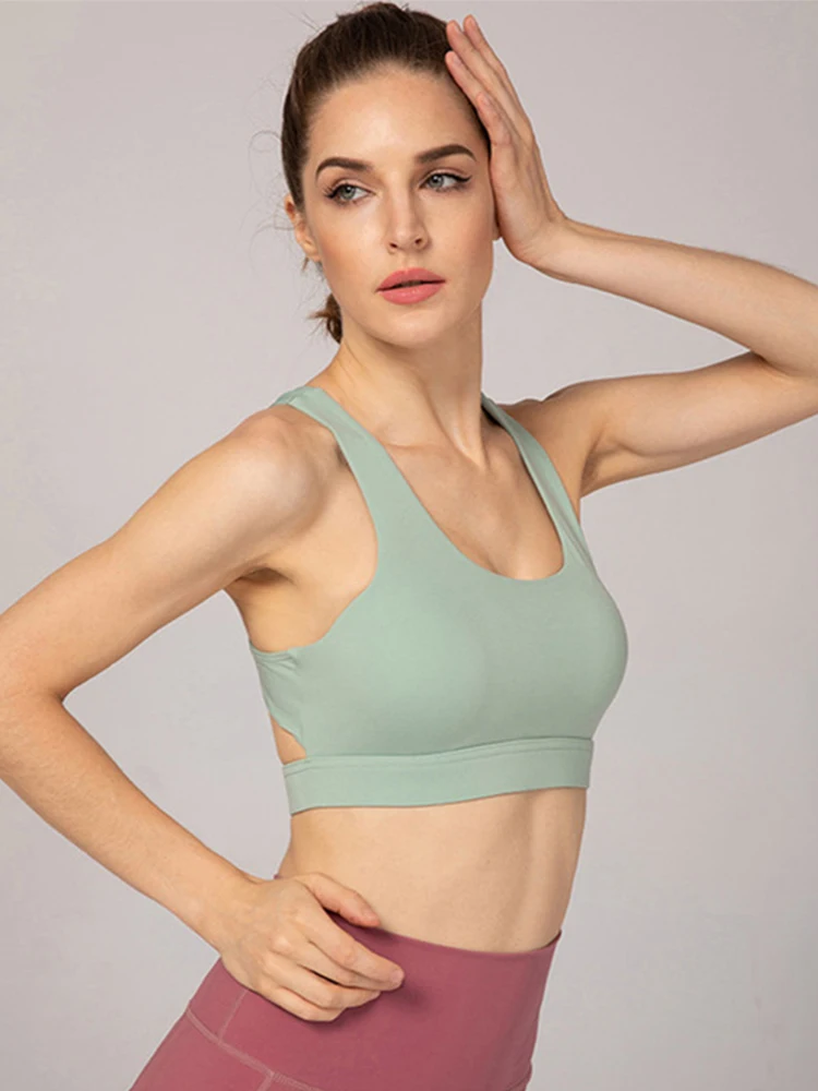 

Backless Sport Bra For Women Seamless Breathable Bra Women's Running Shockproof Belt Bra Yoga Sexy Running Fitness Vest 2023