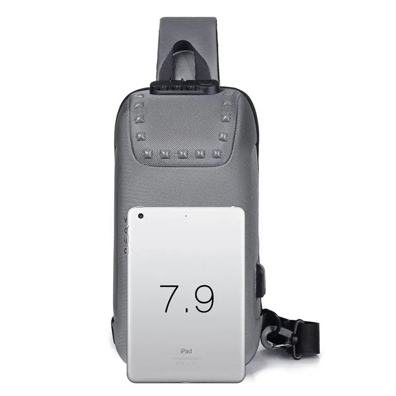 حقيبة ظهر للرجال، حقيبة كروس بكتف واحد، حقيبة صدر ذات سعة كبيرة، قفل بكلمة مرور مضاد للسرقة، حقيبة معلقة مائلة على الصدر #2