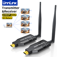 Unnlink 50m Wireless HDMI Transmitter Receiver 1 to 4 Splitter Video Extender for PS3/4 Camera Laptop PC to TV Monitor Projector