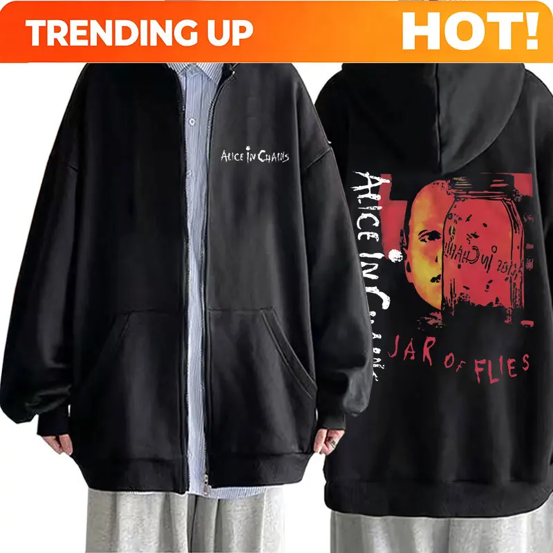 Custom Rock Band Alice In Chains Jar Of Flies Album Zipper Hoodie Men Women Vintage Casual Fleece Zip Up Jacket Male