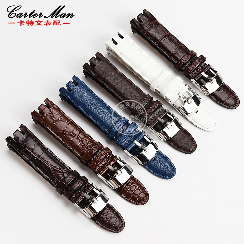 Cowhide Crocodile Pattern watch Strap for Swatch Watchband YRS-403 412 402G Series Curved Strap 21mm Lychee Pattern Bracelet