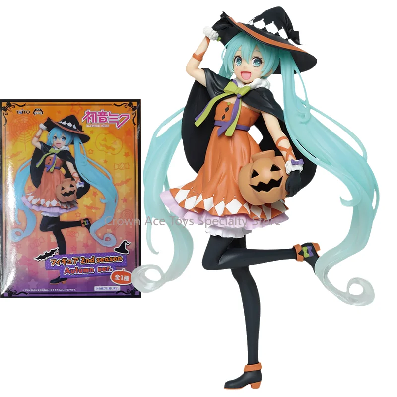 Taito Virtual Singer Anime Figure Hatsune Miku 2nd Season Autumn Costume Halloween Pumpkin Action Figure Toy for Kids Gift Model