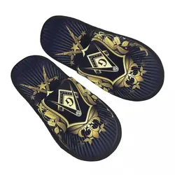 Custom Print Women Freemasonry House Slippers Soft Warm Masonic Mason Memory Foam Fluffy Slipper Indoor Outdoor Shoes