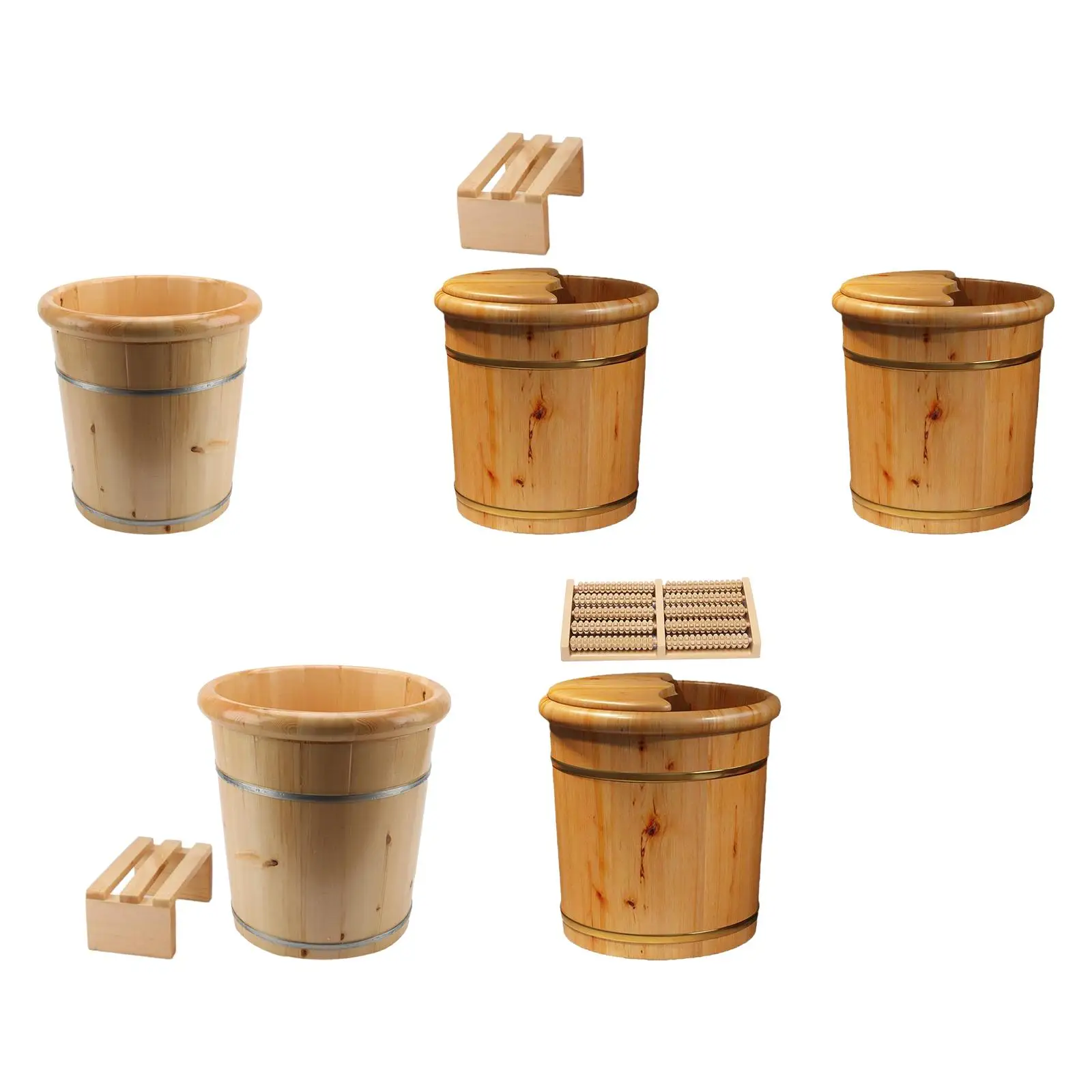 Wood Foot Bath Pedicure Tub SPA Foot Soaking Bath Basin Foot Washbasin Foot Soak Tub for Travel Sauna Home Use Outdoor Bathroom