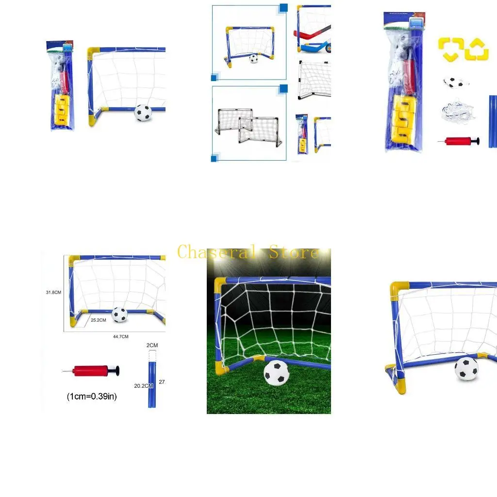 E7CE Portable Soccer Ball Goal Set Indoor Yard Sports Game Football Net Inflatable Ball with Parent-Child Toy Kids Gift