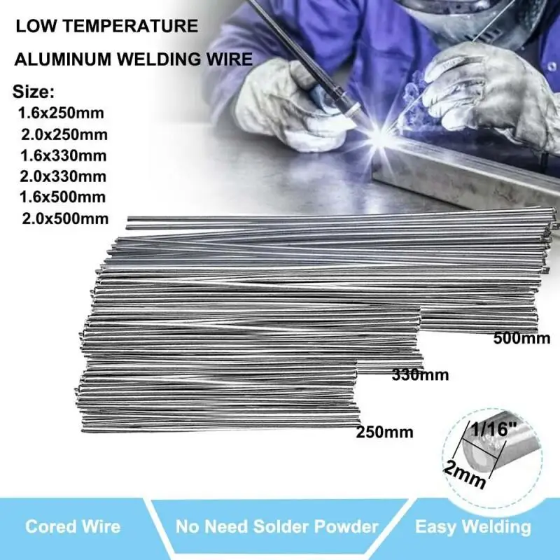 20/40pcs Aluminum Welding Rods 1.6/2.0mm Low Temperature Easy Melt Aluminum Welding Wire Flux Core Suitable for Soldering
