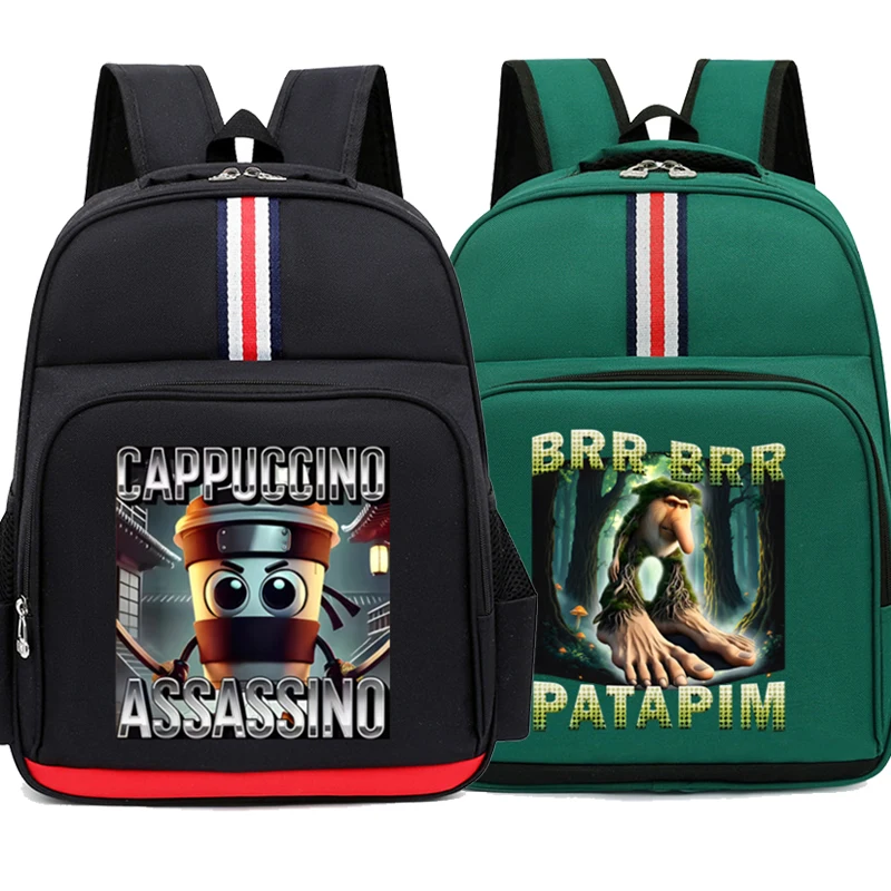 

Italian Brainrot Print Backpack for Girls Boys Casual School Bags Fashion Kids Backpack High Quality Durable Students Bookbags