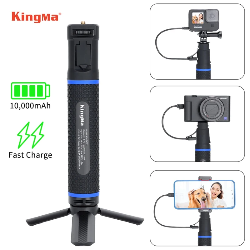 

KingMa 10000mAh Power Bank Selfie Stick Charging Handle Grip for Hero GoPro 11 10 9 20W PD/QC Fast Charge Battery Hand Grip