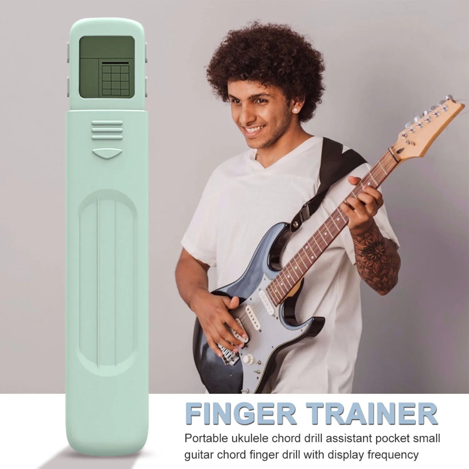 SOLO 4-Tone Pocket Ukulele Chord Trainer Uke Fingering Practice Tool with 360 Rotatable Screen Diagram Musical Instrument