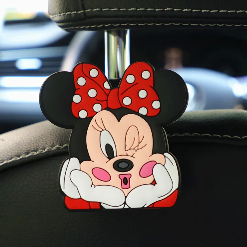 Car Universal Seat Back Hook Disney Anime Figure Mickey Minnie Interior Accessories Cartoon Auto Headrest Hook Hanger Ornaments