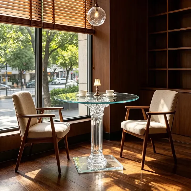 Factory Custom Modern Clear Acrylic Tempered Glass Top Side Table Eco-Friendly Durable Living Room Cafe Hotel Commercial
