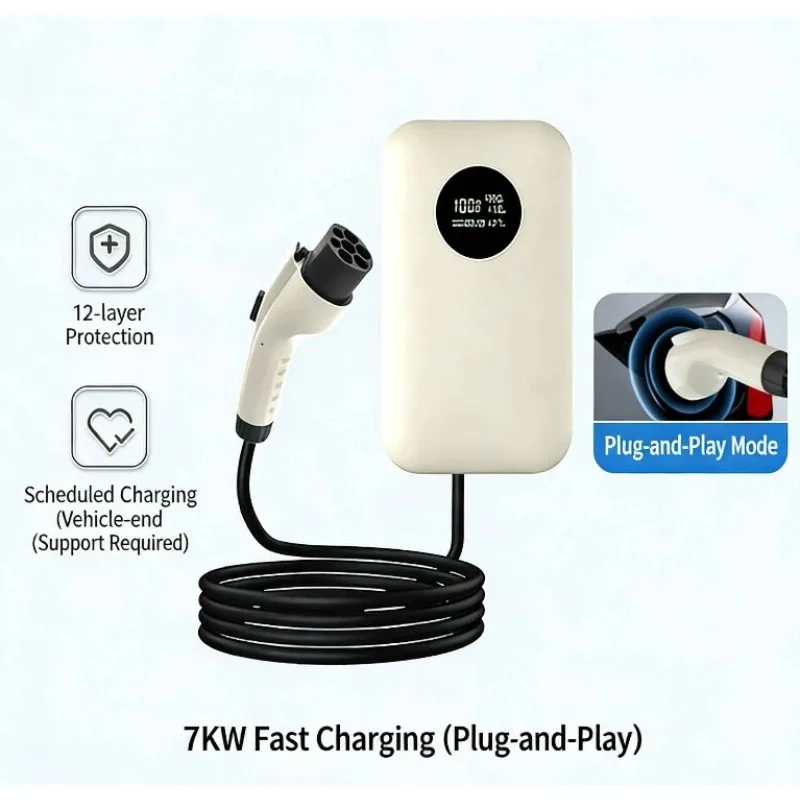 

EU Standard Type 2 EV Charger New Energy Electric Vehicle 32A 7kW AC220V-AC380V Home Charging Gun Cross-Border Exclusive
