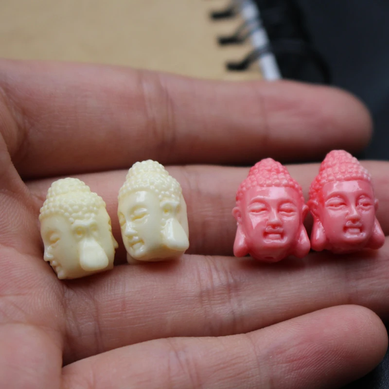 

10pcs 16mm Synthetic Coral Two-sided Buddha Head Beads For Jewelry Making Loose Spacer Artificial Coral Bead DIY Bracelet