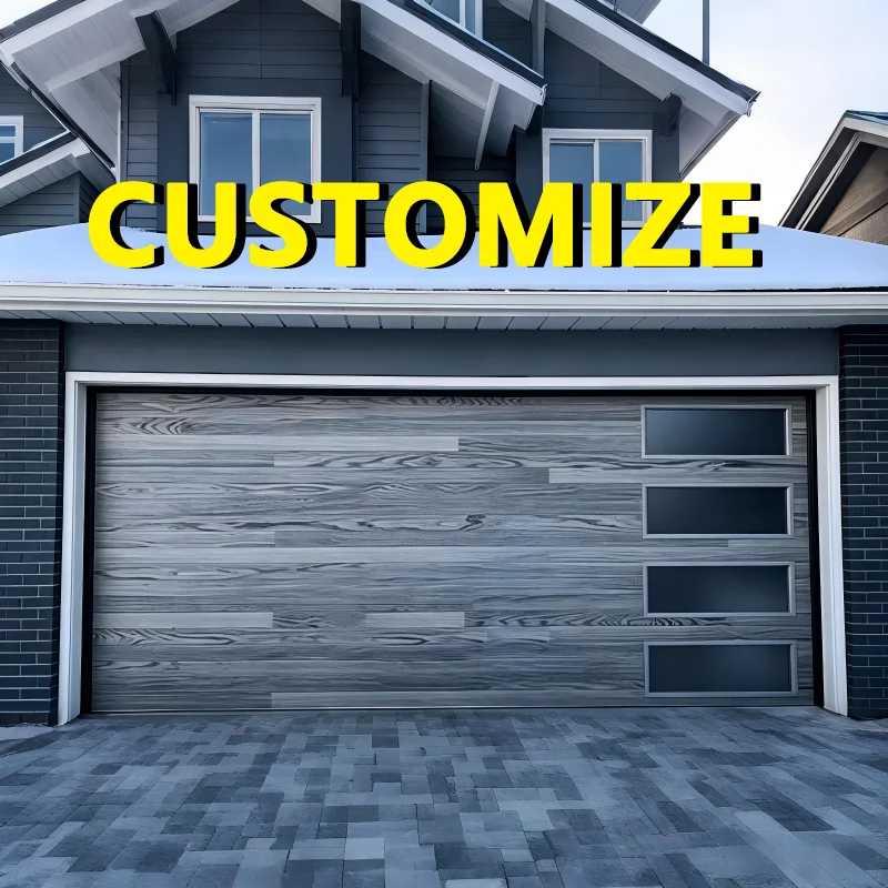 Any Size Custom Wind Hook Reinforced Aluminum Garage Door No Sway Deformation Strong Wind Remote Auto Lift Windy Area Entry Door