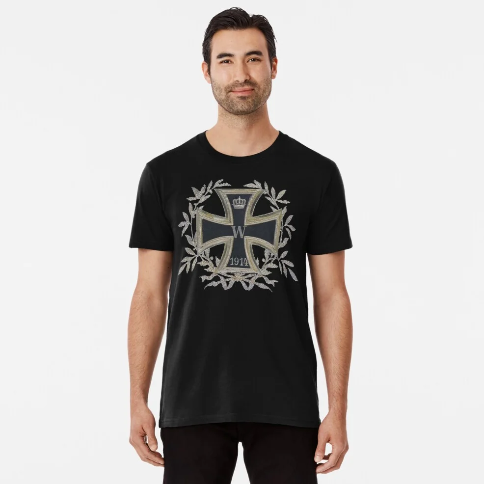 Deutsches Reich 1914 Iron Cross In Wreath T Shirt. New 100% Cotton Short Sleeve O-Neck Casual T-shirts Size S-3XL