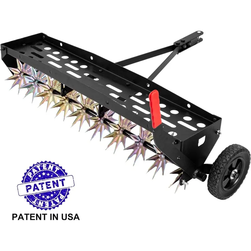 40-Inch Tow Behind Spike Aerator with Galvanized Steel Tines, Durable Lawn Aerator Soil Penetrator Spikes Tractor