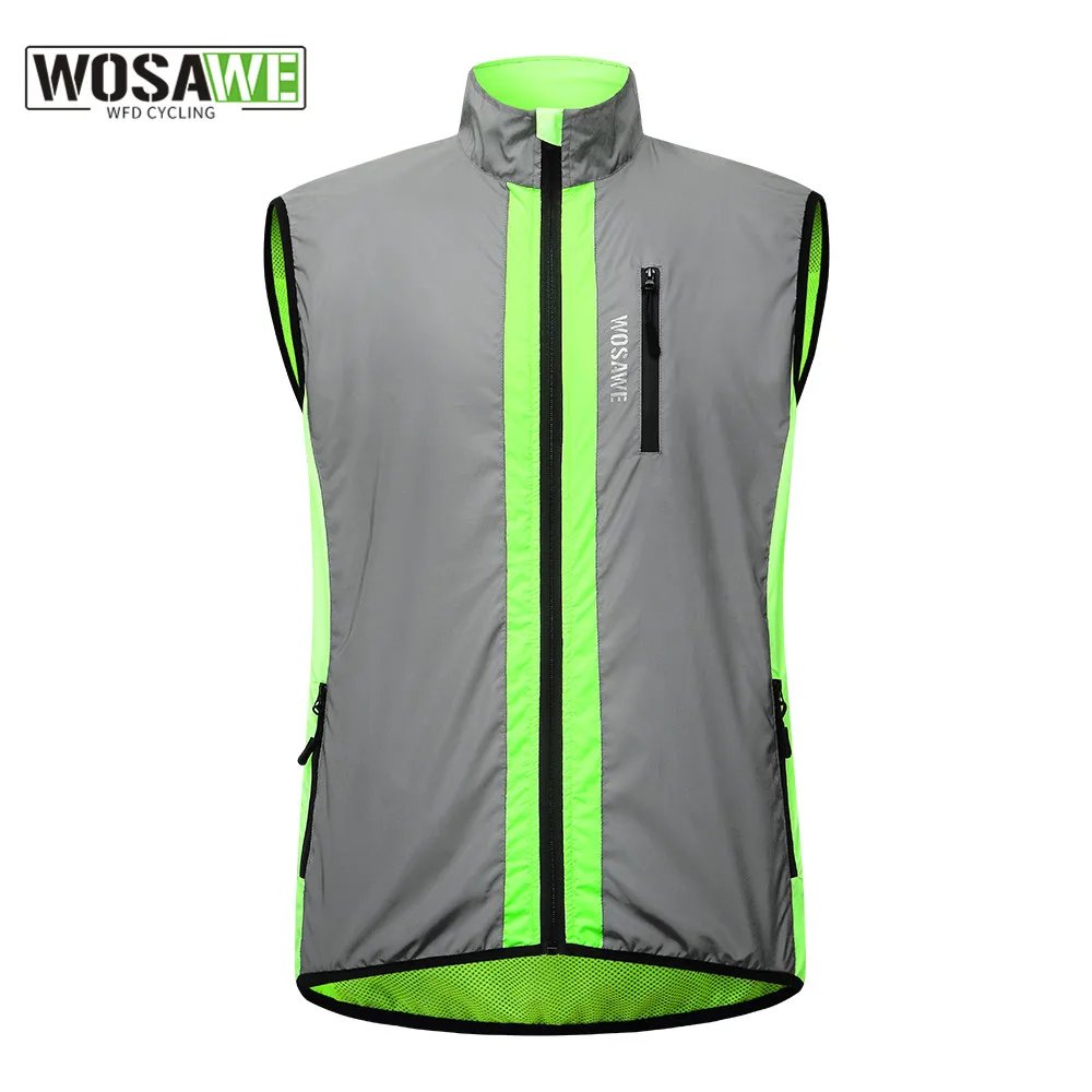 

WOSAWE Men's Windbreaker Cycling Reflective Vest Windproof Sleeveless Jacket Bicycle Maillot MTB Road Bike Tops Racing Gilet