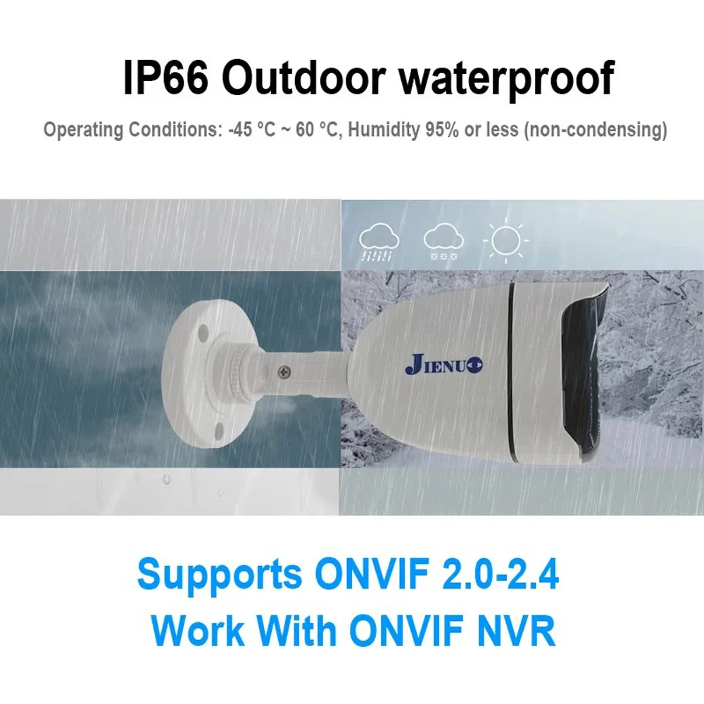POE Camera IP 4K 5MP 4MP 8MP Waterproof Security Night Vision Video H.265  Onvif Bullet CCTV Home Cam Surveillance Onvif JIENU