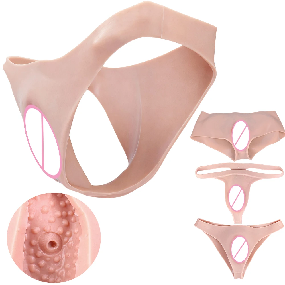 SXXY Soft Silicone Realistic Vaginal Panties Skin Touch T-Back/Briefs/Boxer Shorts Underwear With Fake Vaginal For Crossdresser