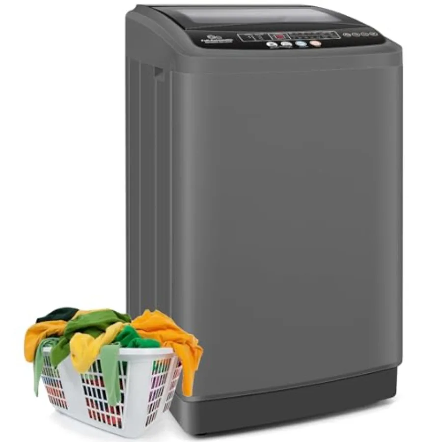 

Портативная стирально-сушильная машина 20 фунтов (2,8 куб. футов) для помещений с дренажным насосом, 10 программами, 8 уровнями воды, стеклянной крышкой с плавным закрытием, L