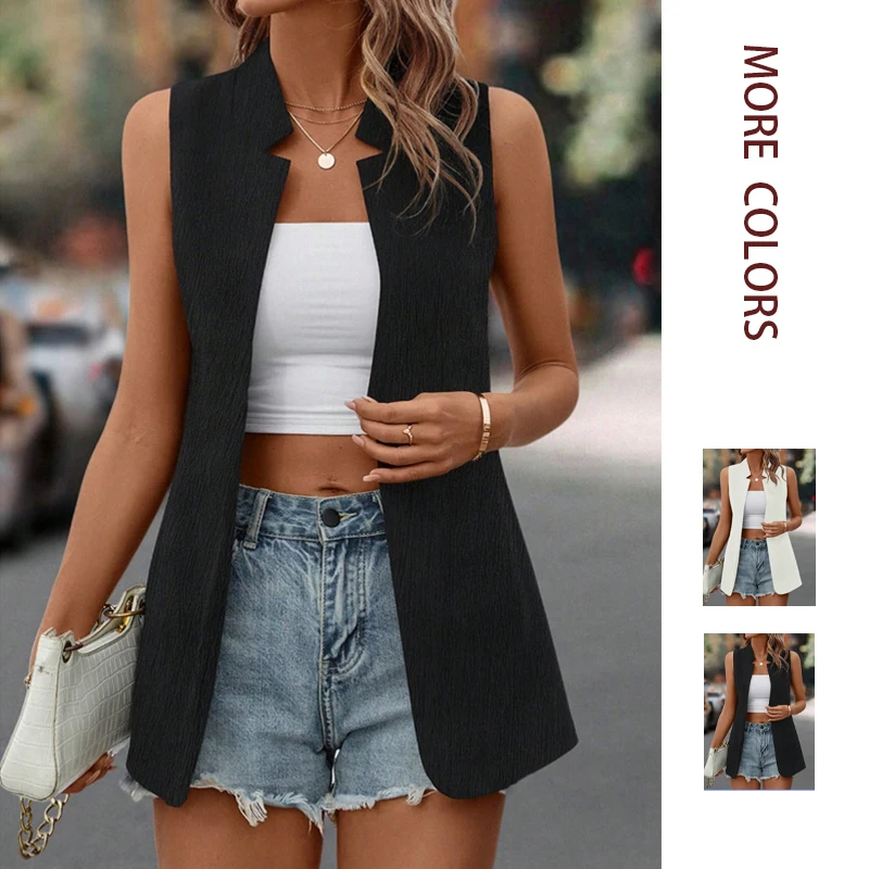 2026 New Cross-Border Women's Wear Versatile Commuting Stand-Up Collar Sleeveless Vest