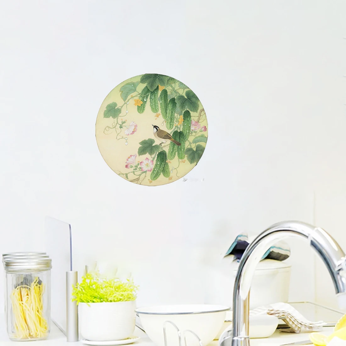 Three Ratels CEE91 rustic style Cucumbers in sailboats Artistic wall stickers for home decoration Kitchen decal waterproof