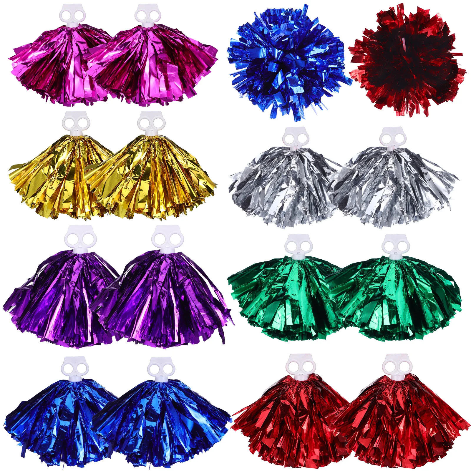 

7 Pairs Cheerleading Flower Ball Sports Event Party Favors Pom Poms Handheld Flowers Plastic