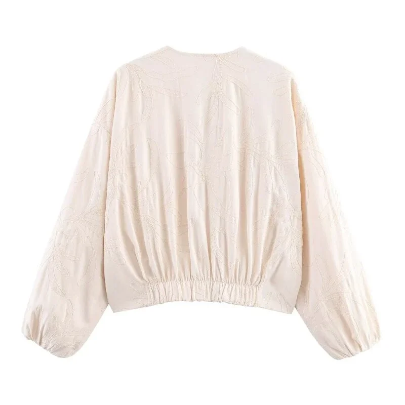 

Casual Autumn Winter Fashion Streetwear Top for Women Elegant Lady Embroidery Pattern Jacket O-Neck Zipper Coat