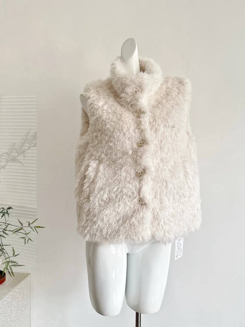 

Корейский жилет из меха ягненка, женский высококачественный универсальный супер утягивающий жилет Thi Plu Jaet, модная повседневная верхняя одежда на пуговицах