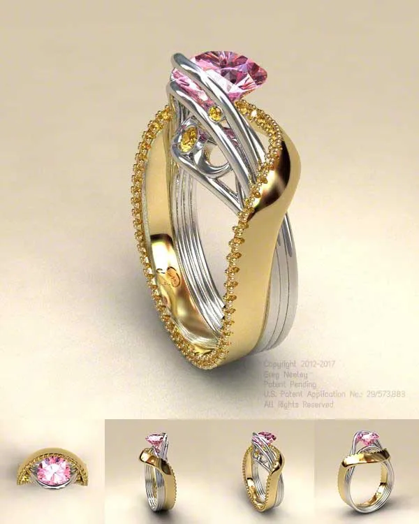 S925 sterling silver ring hot sale new 18k gold plated two-color micro-set diamond ring ring women