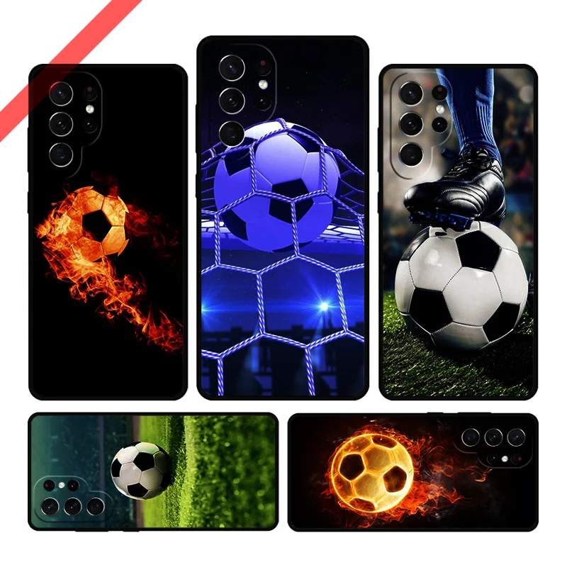 Ball Fire Football Phone Case For Samsung Galaxy S20 FE S21 S10 S23 Plus S24 S22 Ultra Coque Note20 Note10 S9 S8 Cover Capa