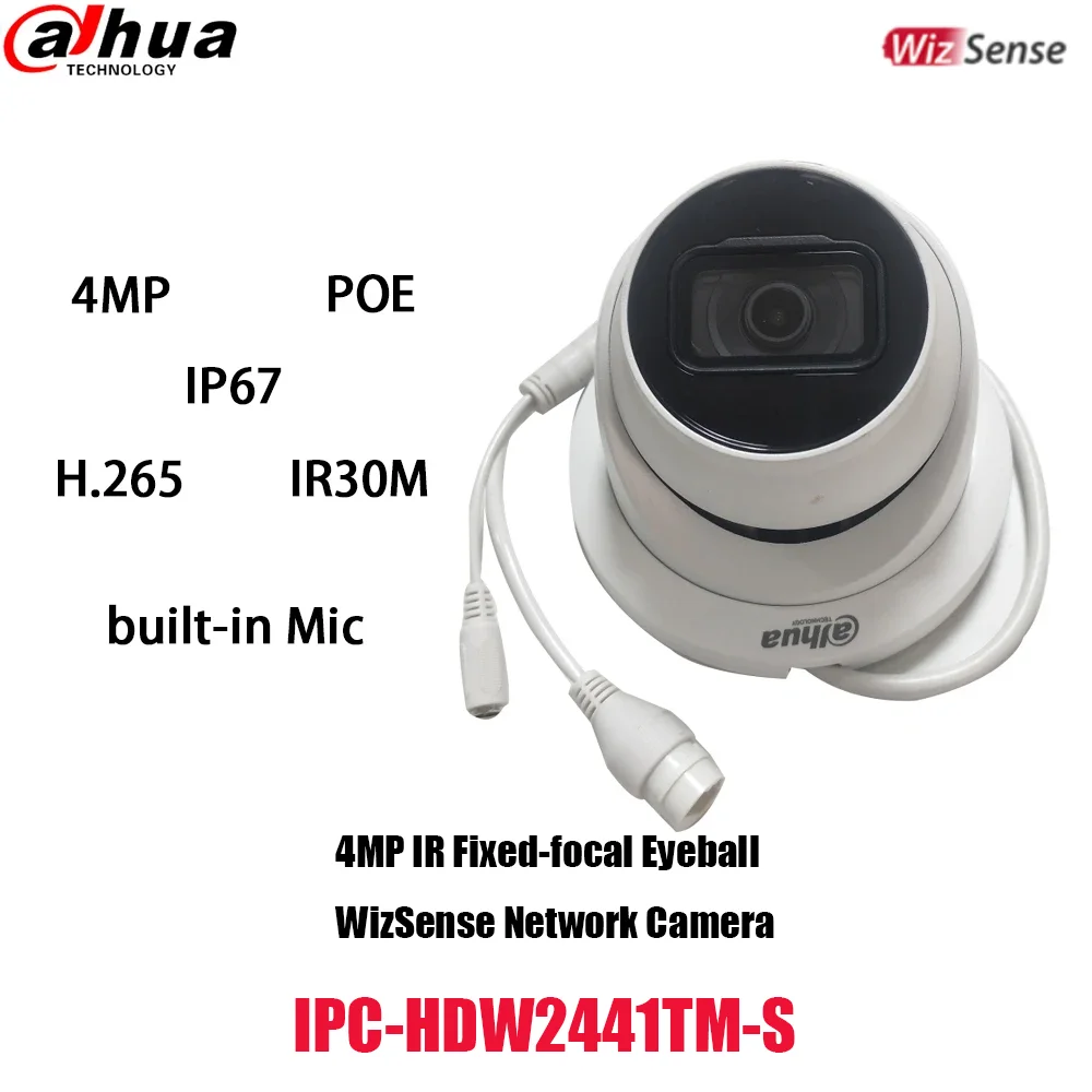 

Dahua IPC-HDW2441TM-S 4MP IPTV POE Starlight Built-in Microphone And SD Card Slot IR 30m H.265 IVS Eyeball Network Camera