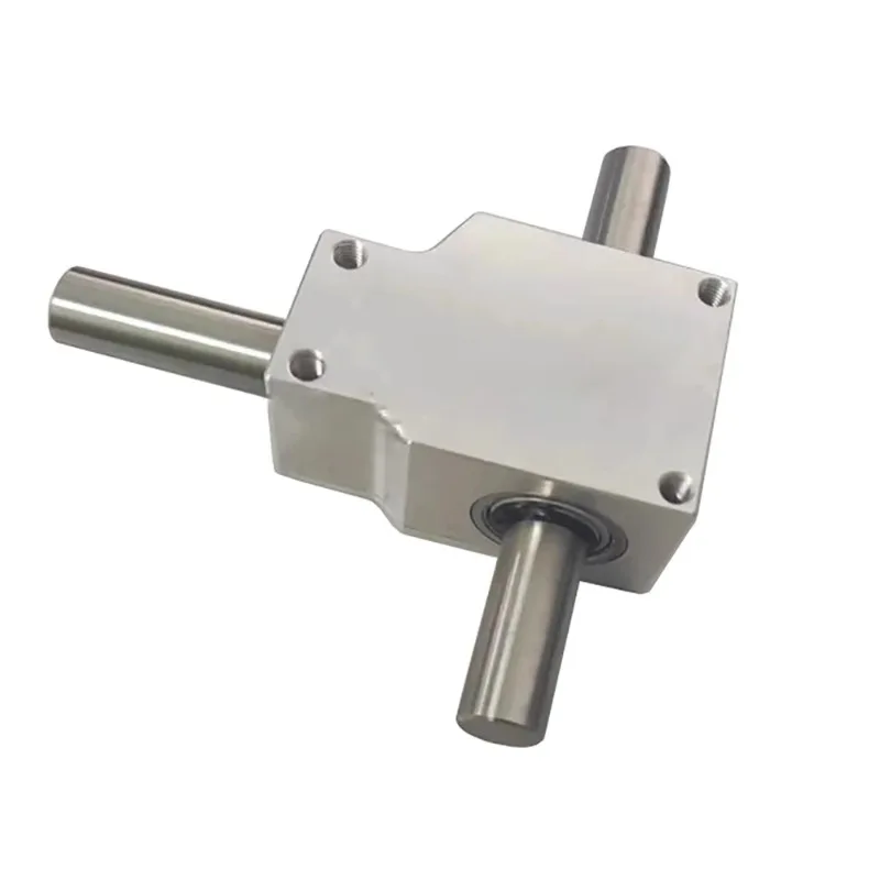 90 Degree Commutator Right Angle Transmission Reversing Helical Bevel Gearbox Reduction Ratio 1:1 Double Output Shaft 12MM